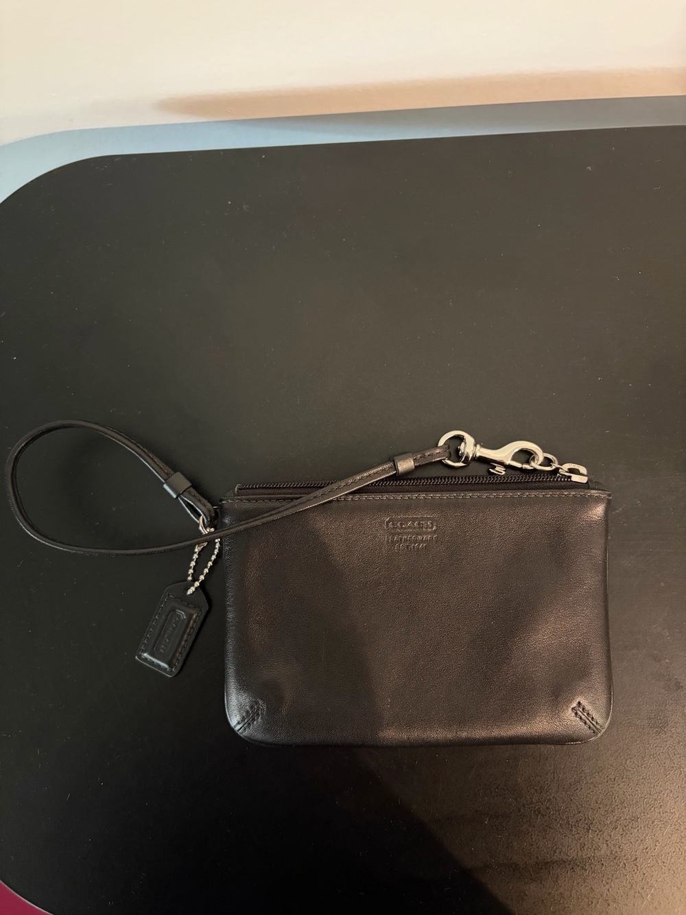 Leather Wristlet Clutch - Black